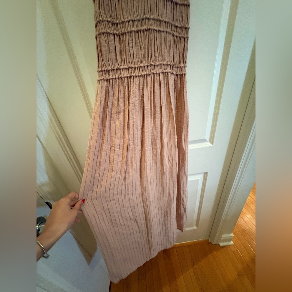Zara Pale Pink Textured Midi Dress Size M Blogger Favorite - Picture 14 of 14